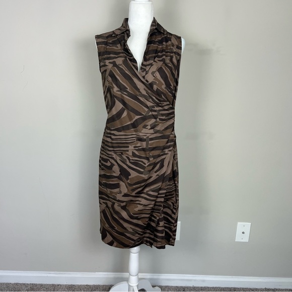 WEEKEND MAXMARA SLEEVELESS VNECK SHIFT DRESS IN BROWN SIZE 8 - Picture 3 of 15